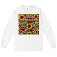White sunflower and leopard seamless pattern Long Sleeve Tee - BundleAndBundleShop