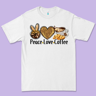 Peace Love Coffee Premium Tee Designed By Barkaloodesign