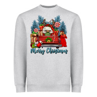 Heather Grey merry christmas gnomes truck Heavyweight Sweatshirt - FaDigitalArtStudio
