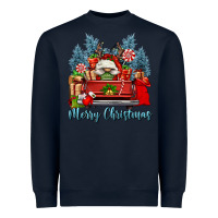 Navy merry christmas gnomes truck Heavyweight Sweatshirt - FaDigitalArtStudio