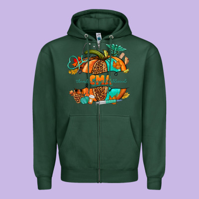 Cma Pumpkin Nurse Zipper Hoodie Designed By Nancycooperartshop