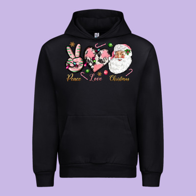 Peace Love Pink Christmas Urban Hoodie Designed By Nancycooperartshop