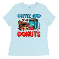Baby Blue coffee and donuts Ladies Tee - AdoDesignShop