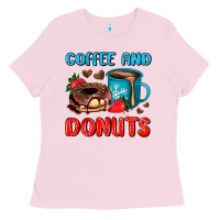 Bubblegum Pink coffee and donuts Ladies Tee - AdoDesignShop