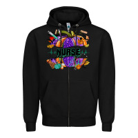Black halloween nurse pumpkin Zipper Hoodie - NancyCooperArtShop