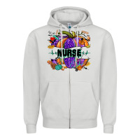 Dove Grey halloween nurse pumpkin Zipper Hoodie - NancyCooperArtShop