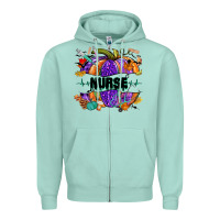 Seafoam halloween nurse pumpkin Zipper Hoodie - NancyCooperArtShop