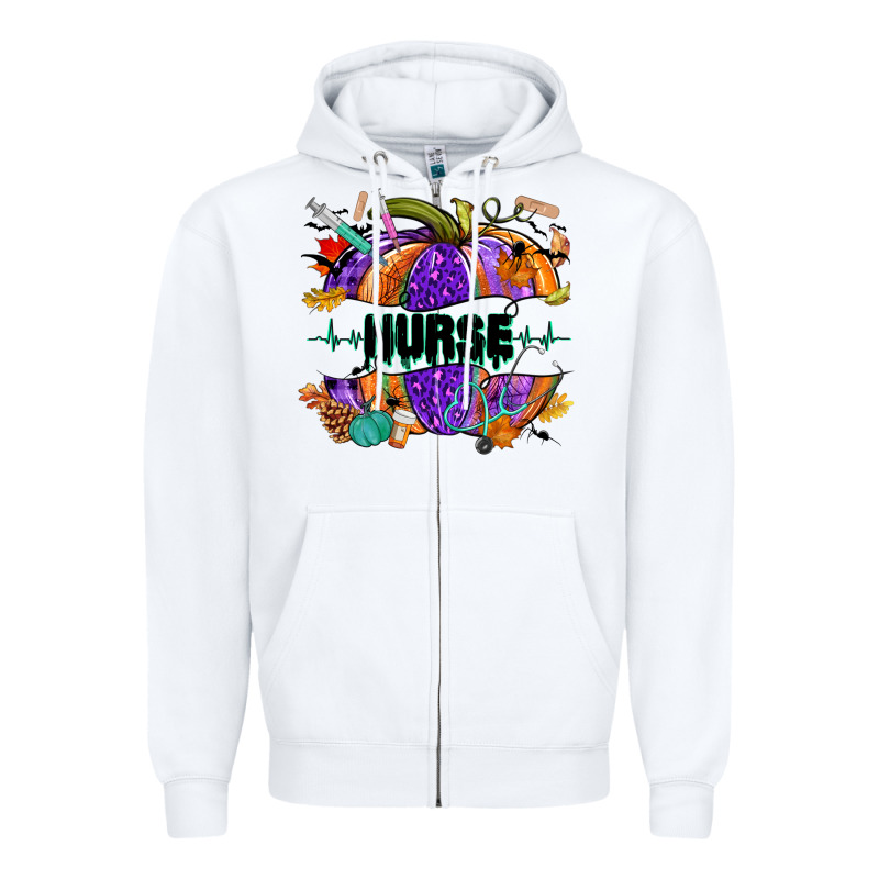 Halloween Nurse Pumpkin Zipper Hoodie by NancyCooperArtShop | Teevron