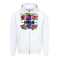 White halloween nurse pumpkin Zipper Hoodie - NancyCooperArtShop