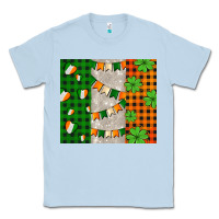 Dusty Blue irish flag with shamrocks and heart Classic Tee - AdoDesignShop