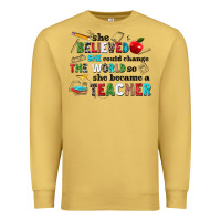 Antique Gold she believed she could change the world so she bec Premium Sweatshirt - NancyCooperArtShop