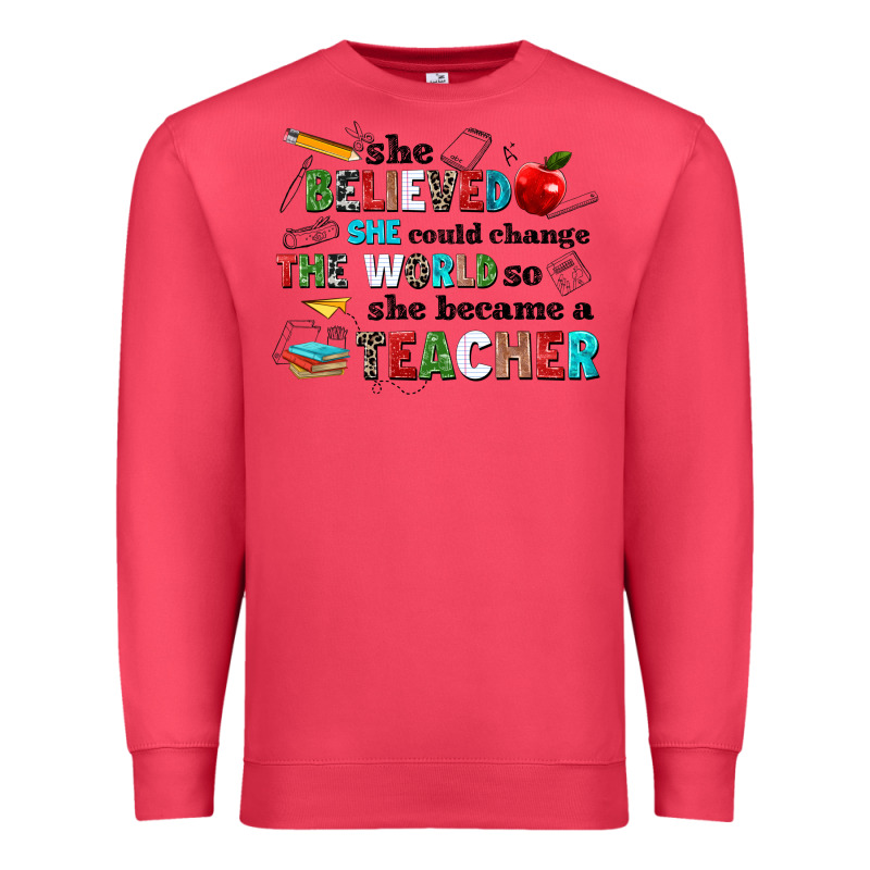 She Believed She Could Change The World So She Bec Premium Sweatshirt by NancyCooperArtShop | Teevron