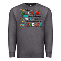 Charcoal Heather she believed she could change the world so she bec Premium Sweatshirt - NancyCooperArtShop