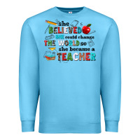 Ocean Blue she believed she could change the world so she bec Premium Sweatshirt - NancyCooperArtShop