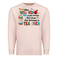 Pale Pink she believed she could change the world so she bec Premium Sweatshirt - NancyCooperArtShop