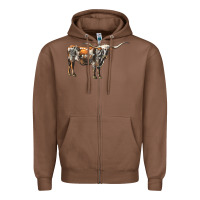 Chestnut Texas Longhorn Cow Zipper Hoodie - LillyAllenDesigns
