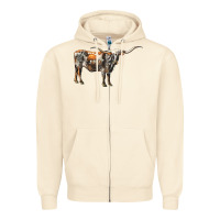 Texas Longhorn Cow Zipper Hoodie | Teevron