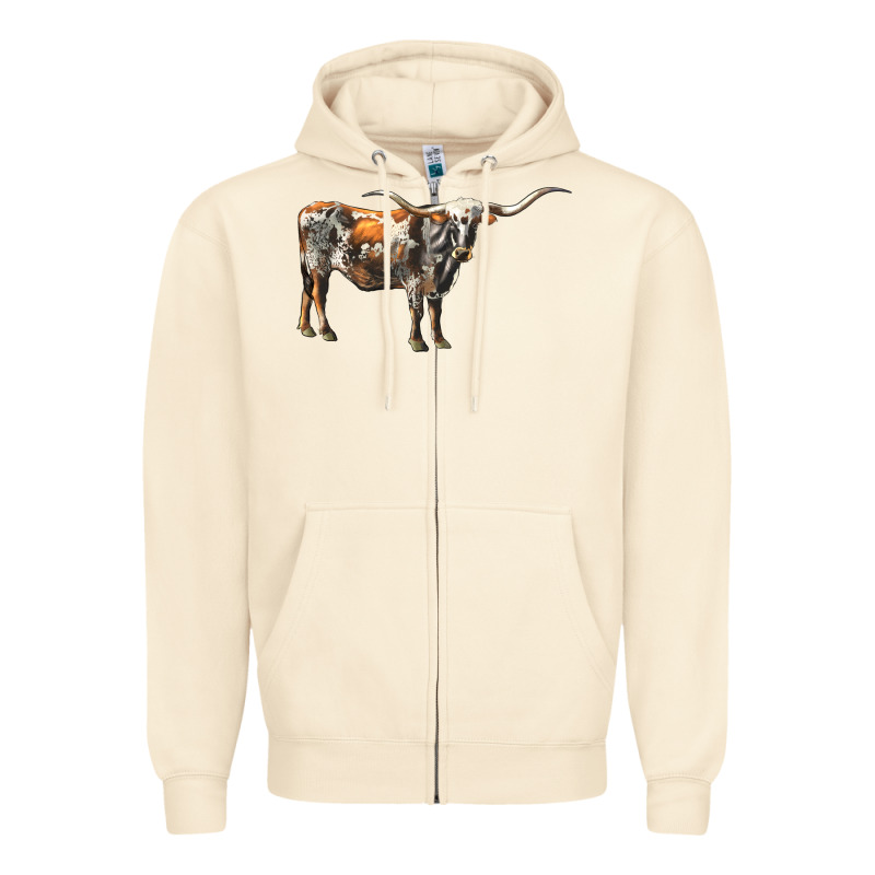 Texas Longhorn Cow Zipper Hoodie by LillyAllenDesigns | Teevron