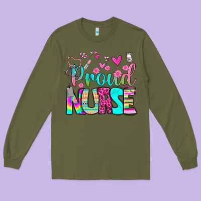 Proud Nurse Long Sleeve Tee Designed By Bundleandbundleshop