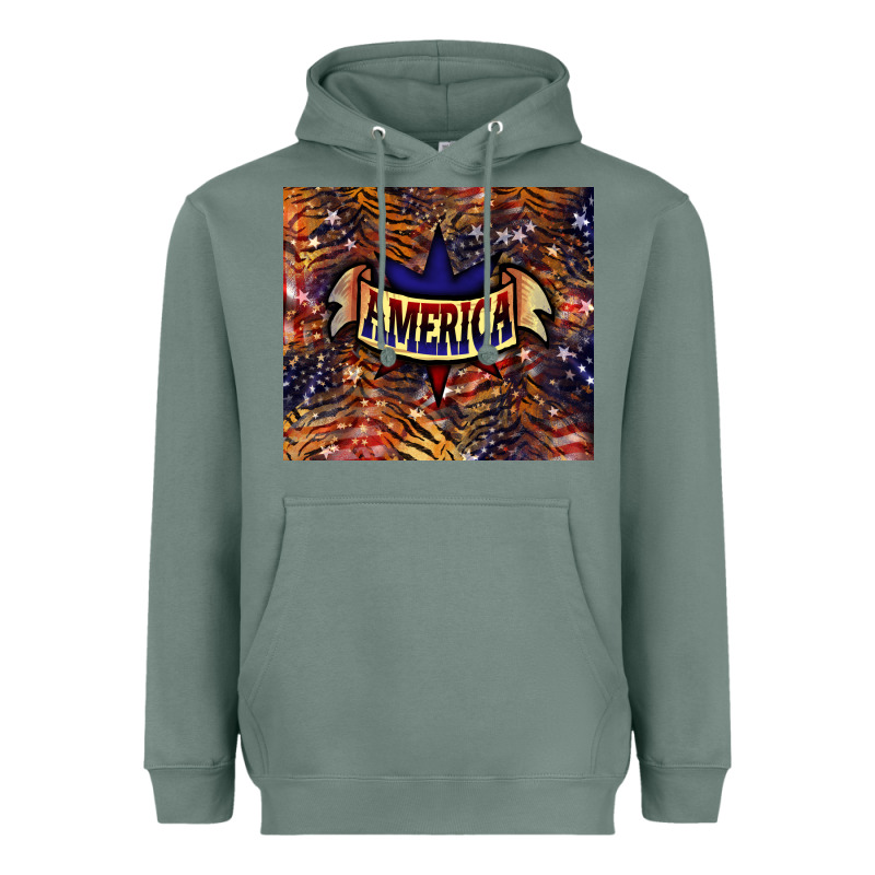 Tiger America Heavyweight Hoodie by NancyCooperArtShop | Teevron