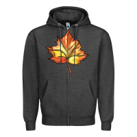 Charcoal Heather withered leaf Zipper Hoodie - BarkalooDesign