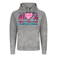 Cloud Rock Peace Love Cure Breast Cancer Awareness Vintage Hoodie - texasbilliewilder