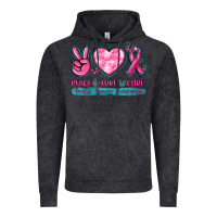 Vintage Black Peace Love Cure Breast Cancer Awareness Vintage Hoodie - texasbilliewilder