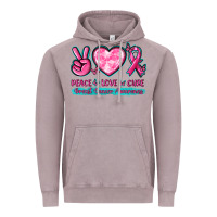 Peace Love Cure Breast Cancer Awareness Vintage Hoodie | Teevron