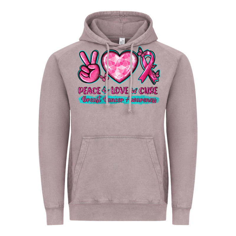 Peace Love Cure Breast Cancer Awareness Vintage Hoodie by texasbilliewilder | Teevron