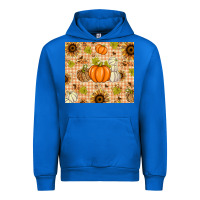 Cobalt Fall Pumpkins and Sunflowers with Leopard Urban Hoodie - texasbilliewilder