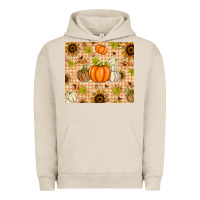 Pigment French Oak Fall Pumpkins and Sunflowers with Leopard Urban Hoodie - texasbilliewilder