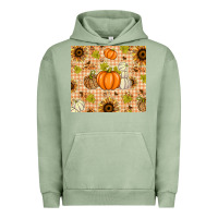 Pigment Oil Green Fall Pumpkins and Sunflowers with Leopard Urban Hoodie - texasbilliewilder