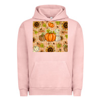 Pigment Salmon Fall Pumpkins and Sunflowers with Leopard Urban Hoodie - texasbilliewilder