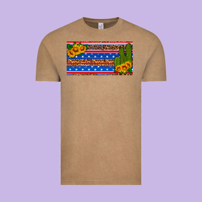 Usa Sunflower And Cactus License Plate Vintage Tee Designed By Hra Design Shop