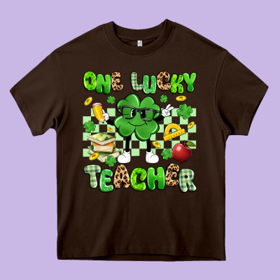 One Lucky Teacher Heavy Core Tee Designed By Artiststas
