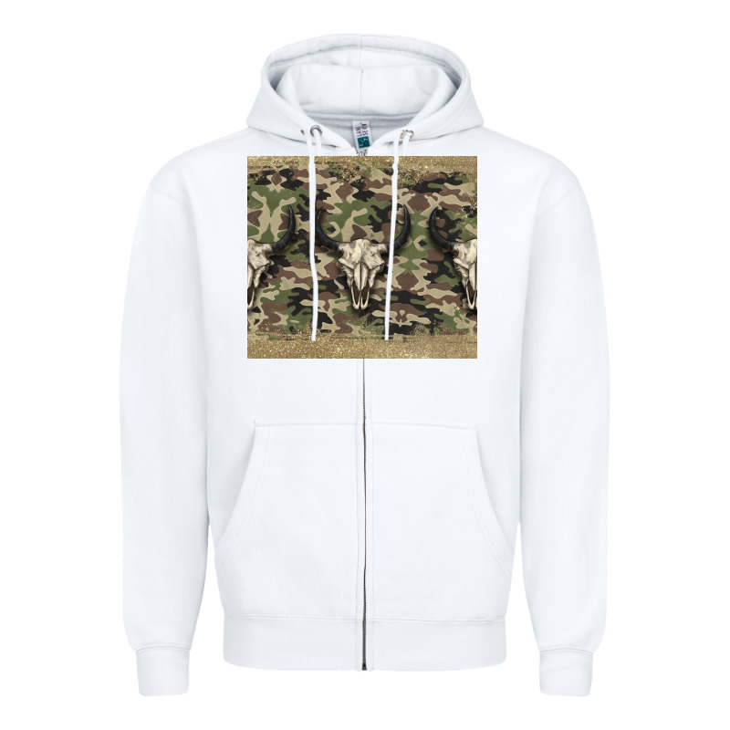 Camouflage Bull Skull Zipper Hoodie by Jasminsmagicworld | Teevron