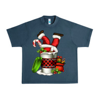 Midnight Navy Santa claus in a coffee cup Urban Heavy Tee - FaDigitalArtStudio