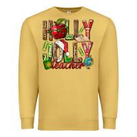 Antique Gold holly jolly teacher Premium Sweatshirt - NancyCooperArtShop