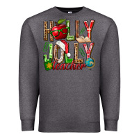 Charcoal Heather holly jolly teacher Premium Sweatshirt - NancyCooperArtShop
