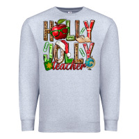 Heather Grey holly jolly teacher Premium Sweatshirt - NancyCooperArtShop
