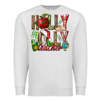 Oatmeal Heather holly jolly teacher Premium Sweatshirt - NancyCooperArtShop