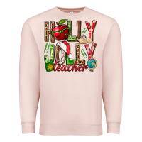 Pale Pink holly jolly teacher Premium Sweatshirt - NancyCooperArtShop