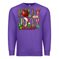 Purple holly jolly teacher Premium Sweatshirt - NancyCooperArtShop