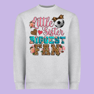 Little Sister Biggest Fan Soccer Heavyweight Sweatshirt Designed By Hra Design Shop