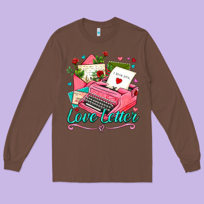 Love Letter With Typewriter Long Sleeve Tee Designed By Adodesignshop