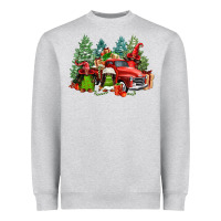 Heather Grey merry christmas truck afro gnomies Heavyweight Sweatshirt - FaDigitalArtStudio