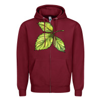 Burgundy green leaf Zipper Hoodie - BarkalooDesign
