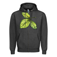 Charcoal Heather green leaf Zipper Hoodie - BarkalooDesign