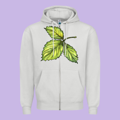Green Leaf Zipper Hoodie Designed By Barkaloodesign