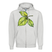 Dove Grey green leaf Zipper Hoodie - BarkalooDesign